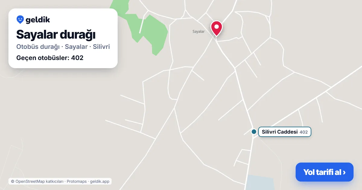 Sayalar otobüs durağı haritada: konumu ve yakındaki duraklar