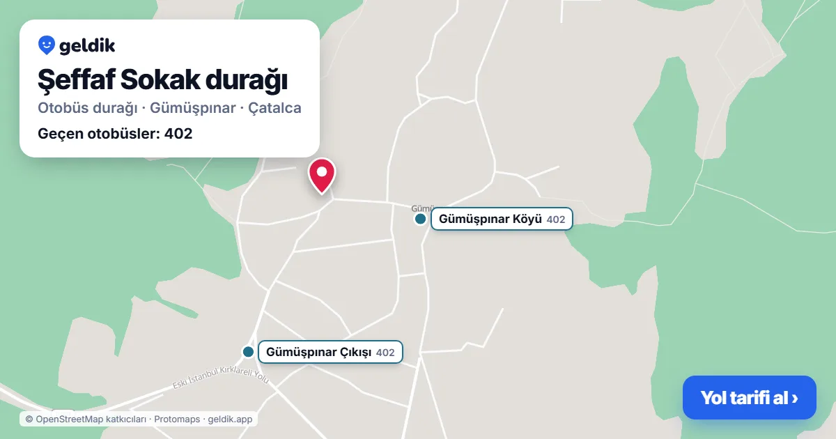Şeffaf Sokak otobüs durağı haritada: konumu ve yakındaki duraklar