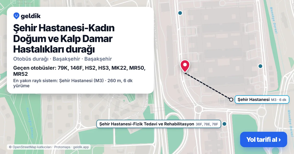 Şehir Hastanesi-Kadın Doğum ve Kalp Damar Hastalıkları otobüs durağı haritada: konumu ve yakındaki duraklar