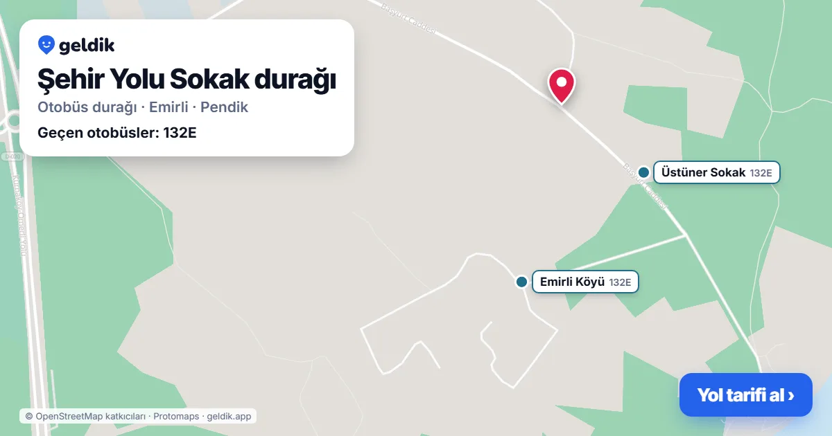 Şehir Yolu Sokak otobüs durağı haritada: konumu ve yakındaki duraklar