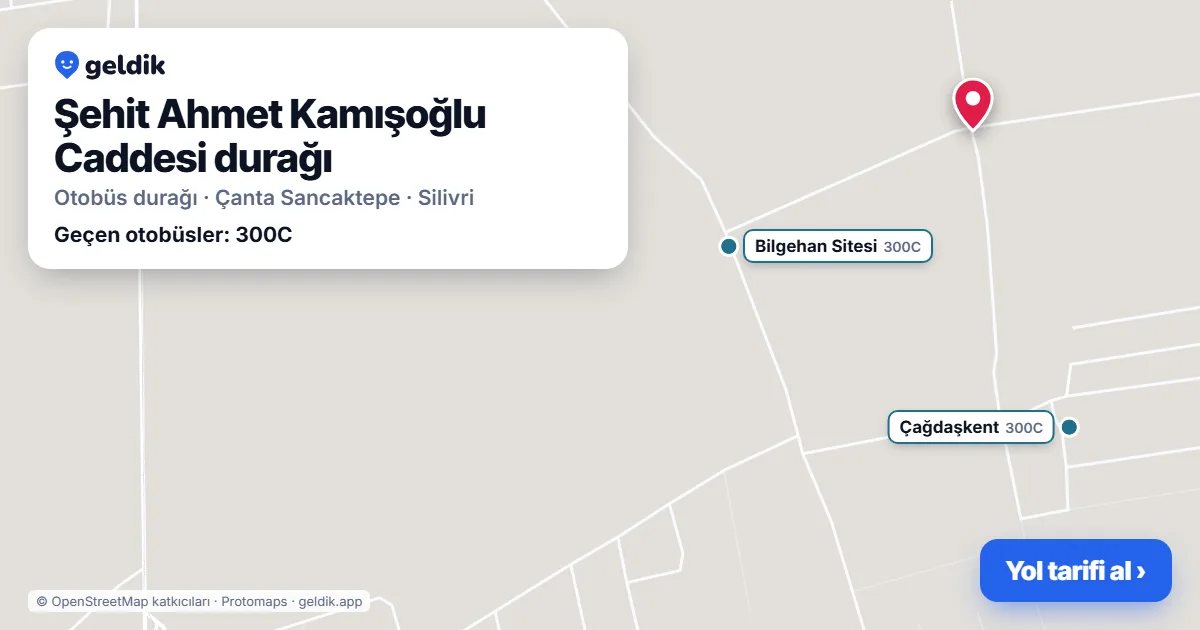 Şehit Ahmet Kamışoğlu Caddesi otobüs durağı haritada: konumu ve yakındaki duraklar
