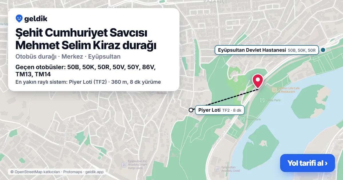 Şehit Cumhuriyet Savcısı Mehmet Selim Kiraz otobüs durağı haritada: konumu ve yakındaki duraklar
