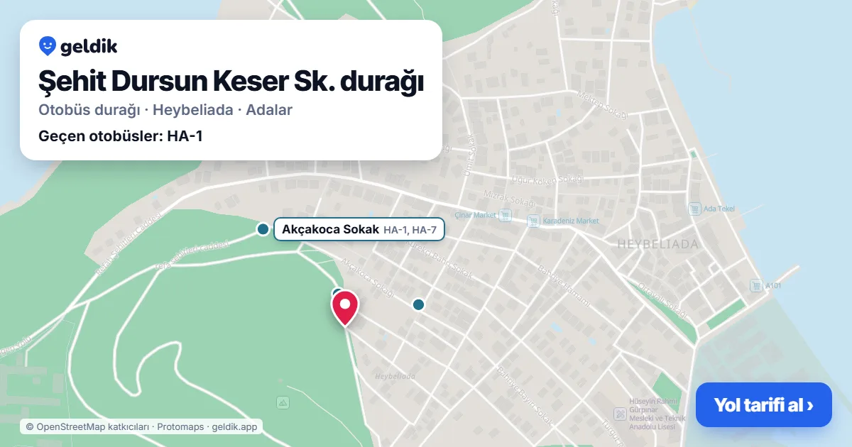 Şehit Dursun Keser Sk. otobüs durağı haritada: konumu ve yakındaki duraklar