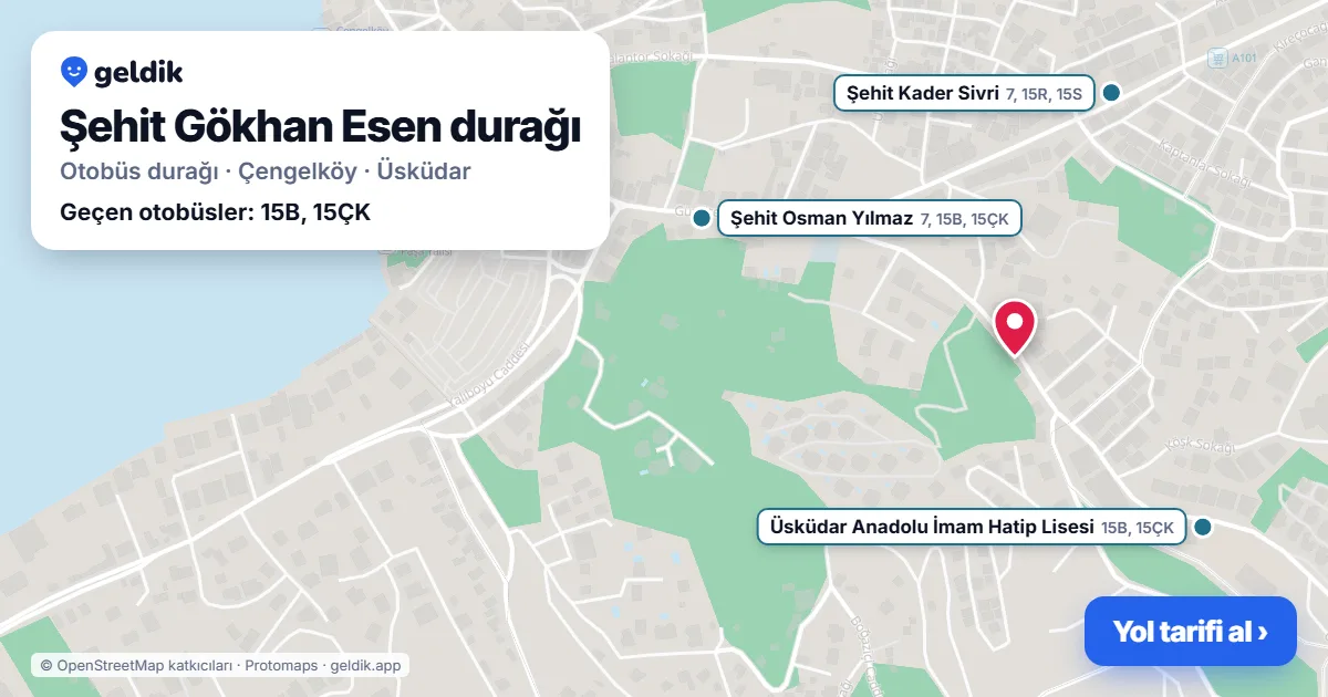 Şehit Gökhan Esen otobüs durağı haritada: konumu ve yakındaki duraklar