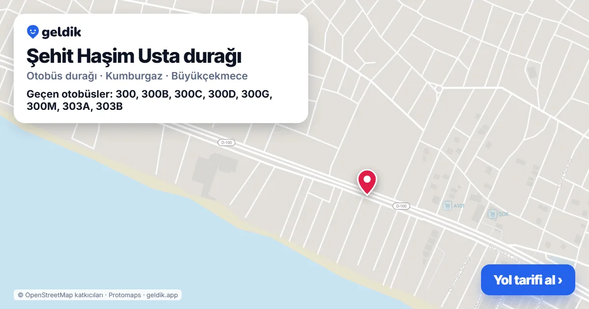 Şehit Haşim Usta otobüs durağı haritada: konumu ve yakındaki duraklar