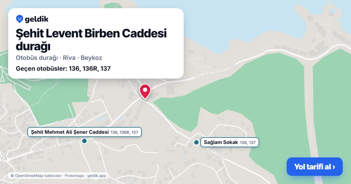 Şehit Levent Birben Caddesi otobüs durağı haritada: konumu ve yakındaki duraklar