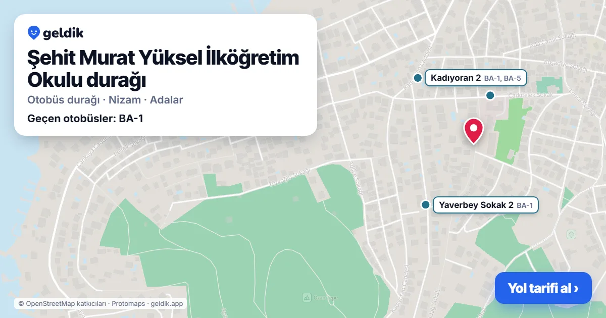 Şehit Murat Yüksel İlköğretim Okulu otobüs durağı haritada: konumu ve yakındaki duraklar