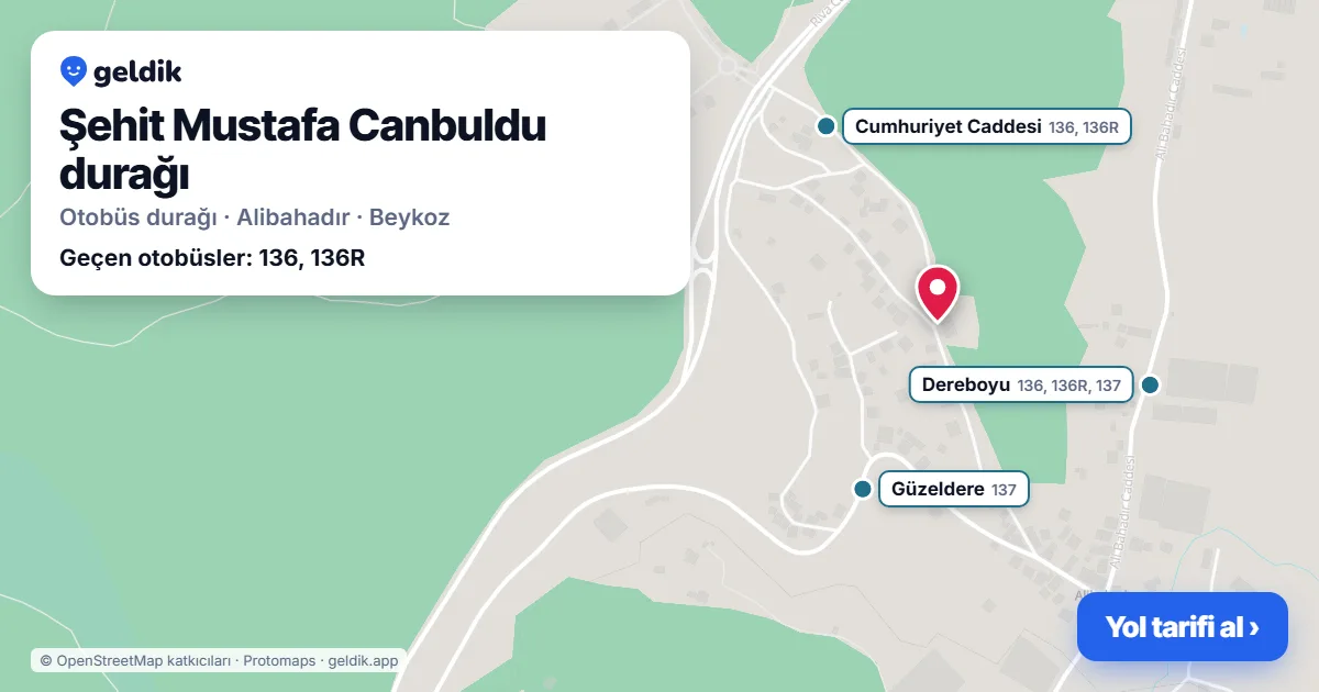 Şehit Mustafa Canbuldu otobüs durağı haritada: konumu ve yakındaki duraklar