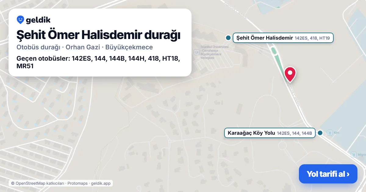 Şehit Ömer Halisdemir otobüs durağı haritada: konumu ve yakındaki duraklar