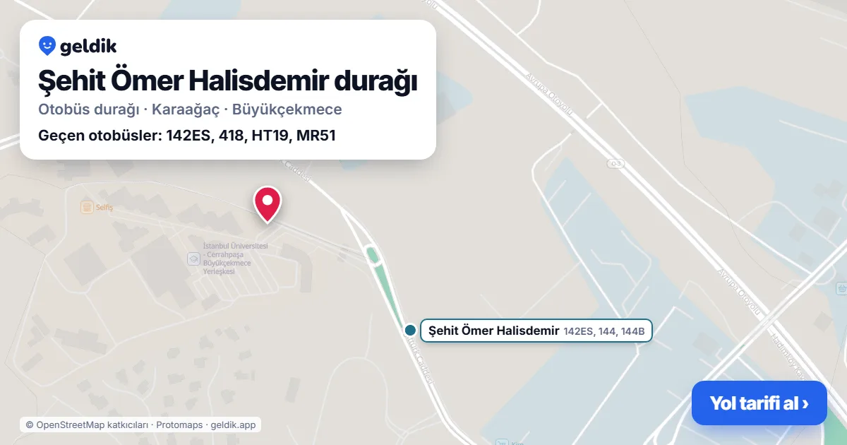 Şehit Ömer Halisdemir otobüs durağı haritada: konumu ve yakındaki duraklar
