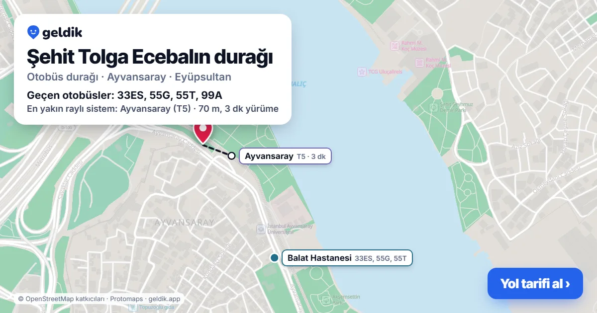 Şehit Tolga Ecebalın otobüs durağı haritada: konumu ve yakındaki duraklar