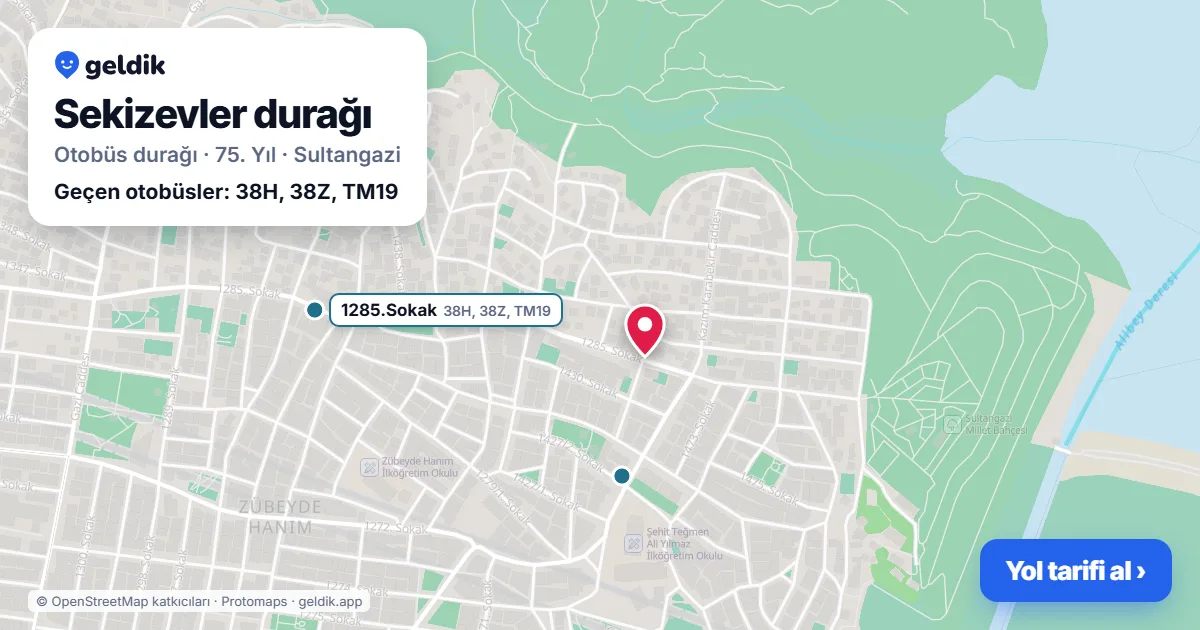 Sekizevler otobüs durağı haritada: konumu ve yakındaki duraklar