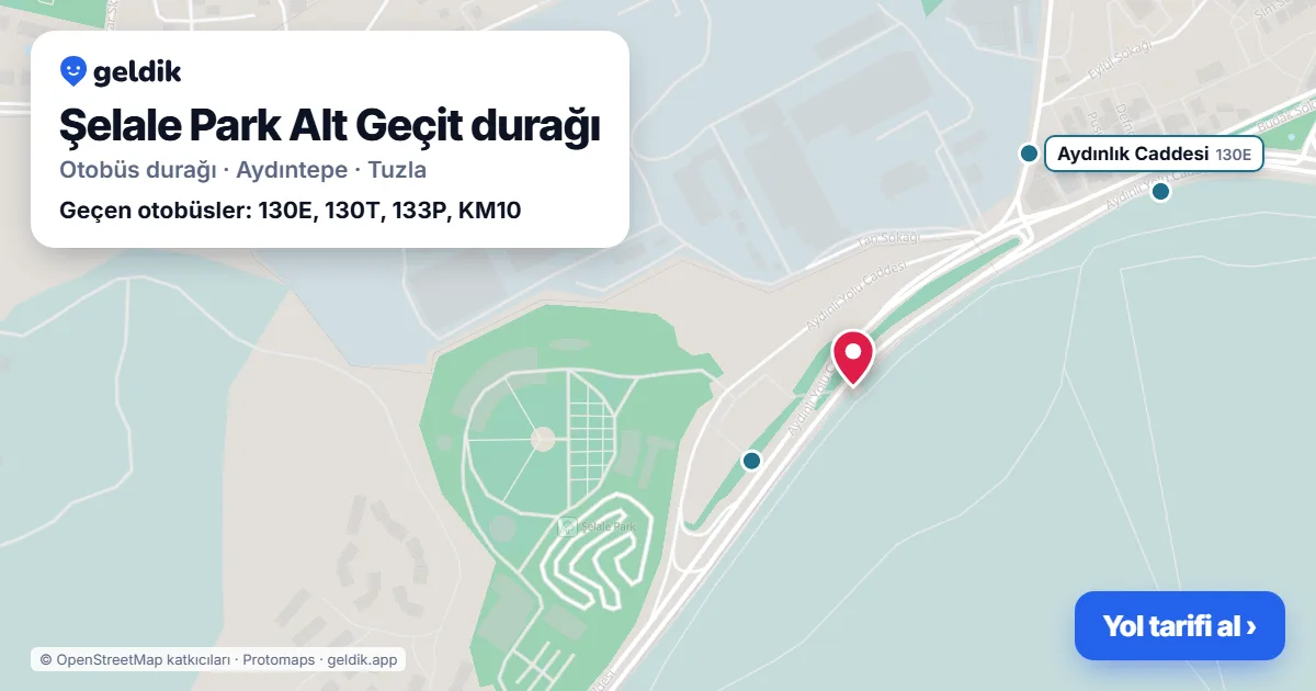 Şelale Park Alt Geçit otobüs durağı haritada: konumu ve yakındaki duraklar