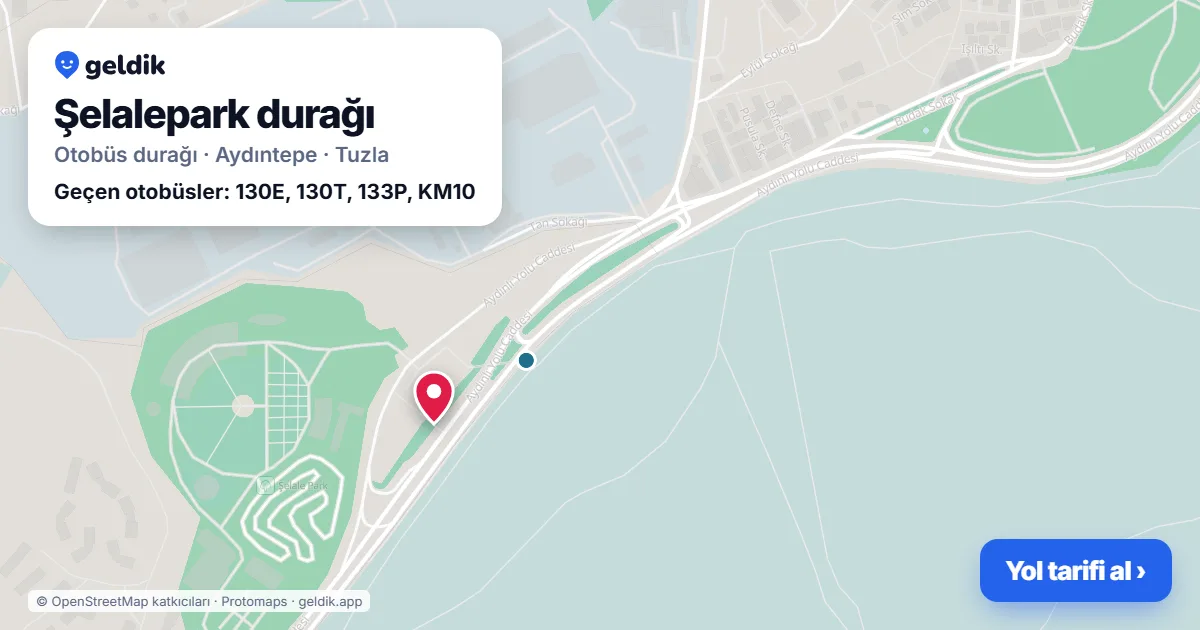 Şelalepark otobüs durağı haritada: konumu ve yakındaki duraklar