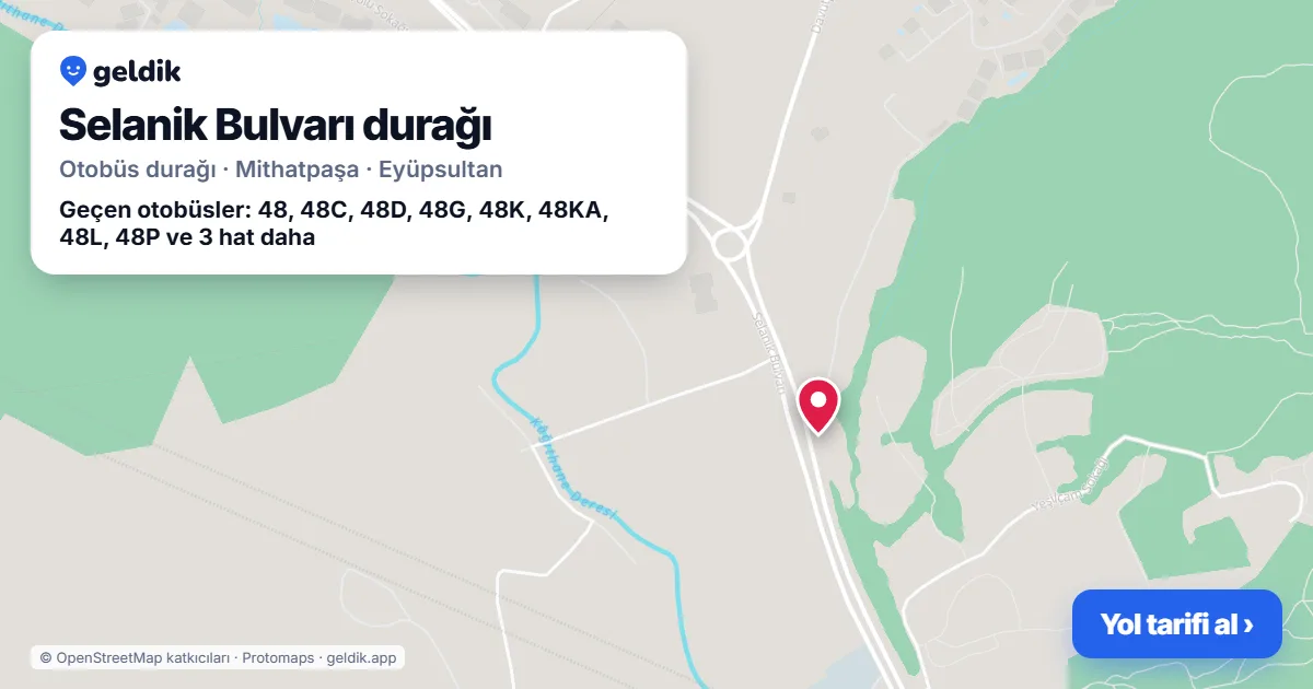 Selanik Bulvarı otobüs durağı haritada: konumu ve yakındaki duraklar
