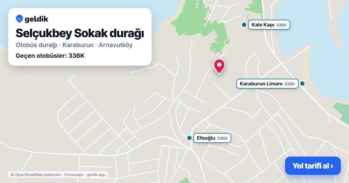 Selçukbey Sokak otobüs durağı haritada: konumu ve yakındaki duraklar