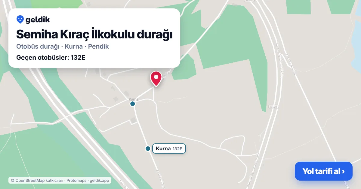 Semiha Kıraç İlkokulu otobüs durağı haritada: konumu ve yakındaki duraklar