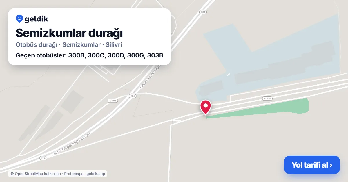 Semizkumlar otobüs durağı haritada: konumu ve yakındaki duraklar