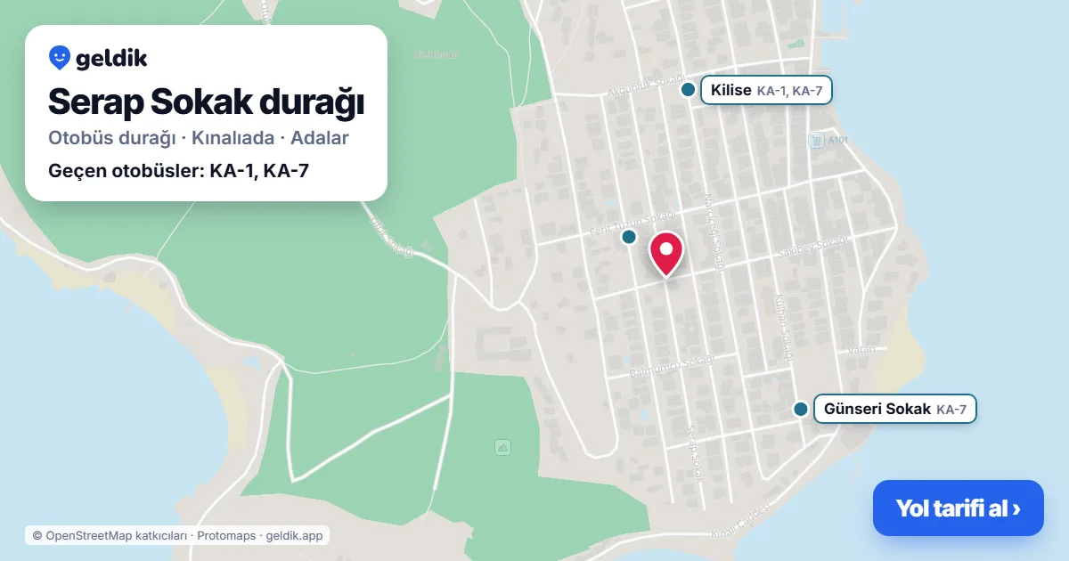 Serap Sokak otobüs durağı haritada: konumu ve yakındaki duraklar
