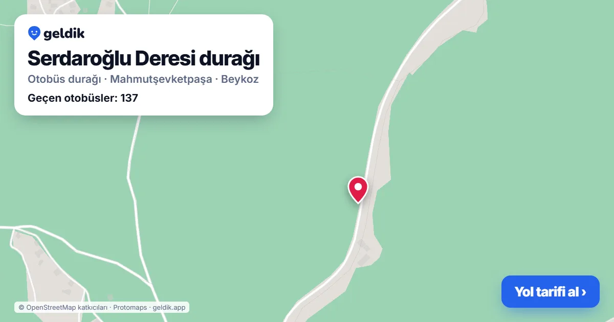 Serdaroğlu Deresi otobüs durağı haritada: konumu ve yakındaki duraklar