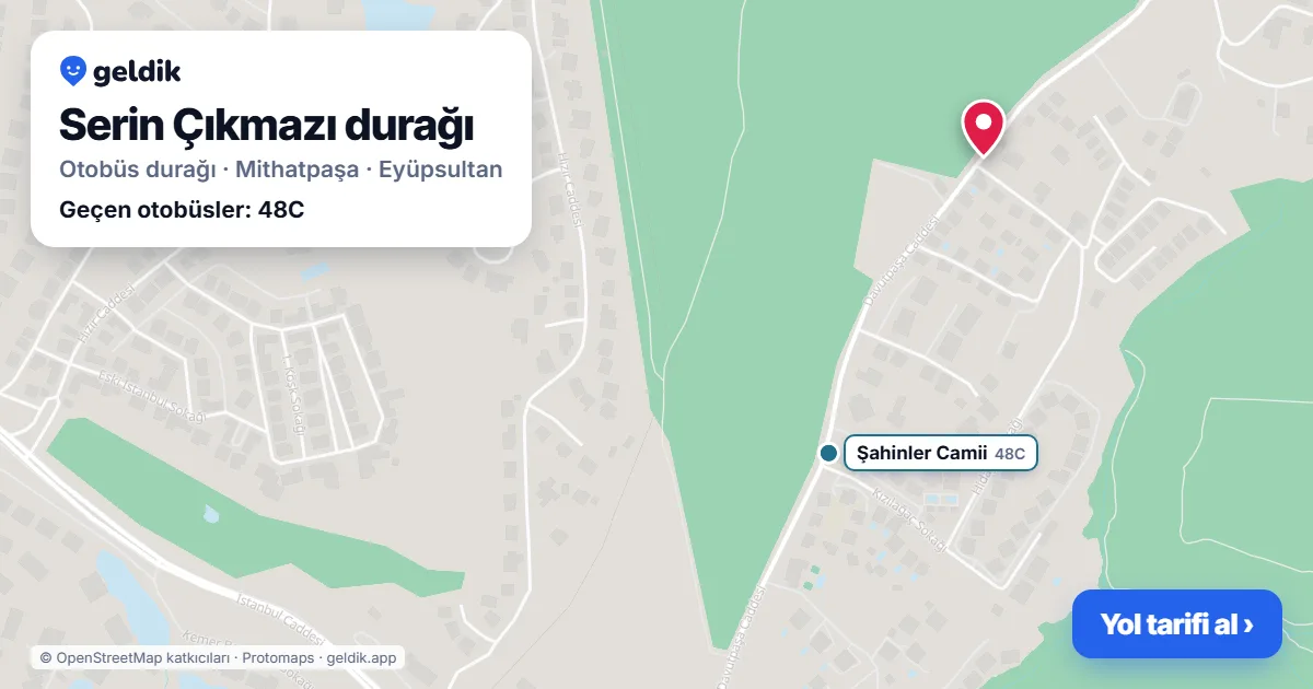 Serin Çıkmazı otobüs durağı haritada: konumu ve yakındaki duraklar