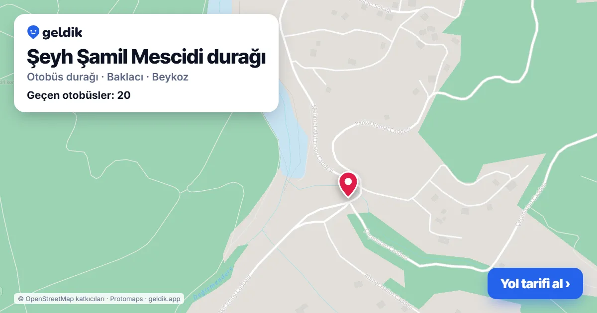 Şeyh Şamil Mescidi otobüs durağı haritada: konumu ve yakındaki duraklar