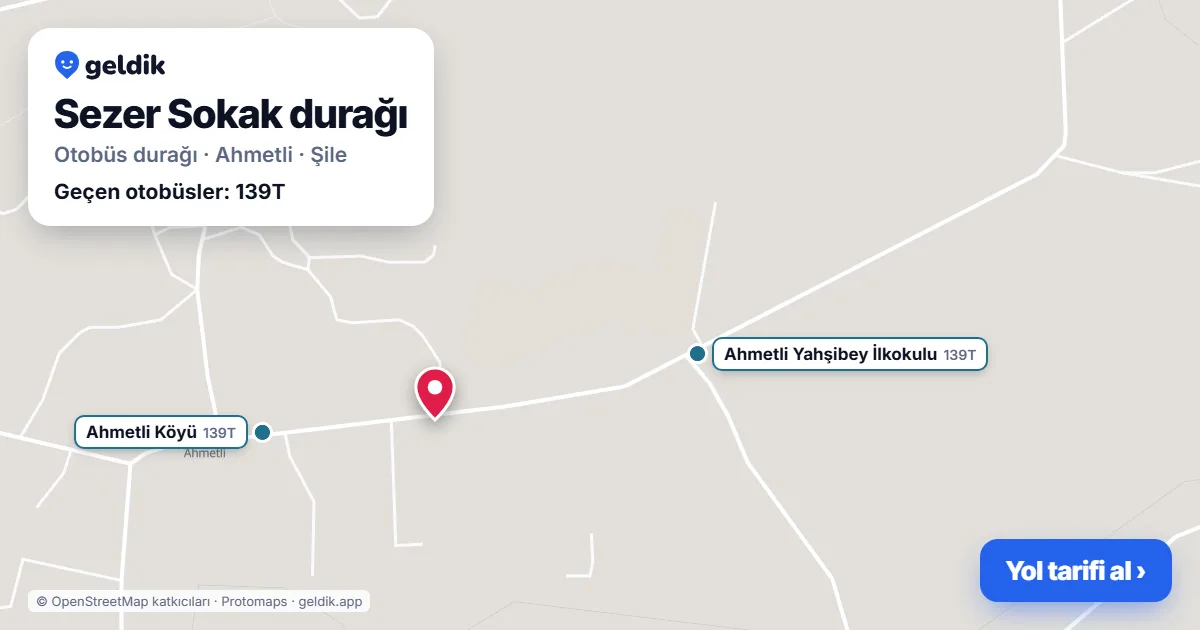 Sezer Sokak otobüs durağı haritada: konumu ve yakındaki duraklar