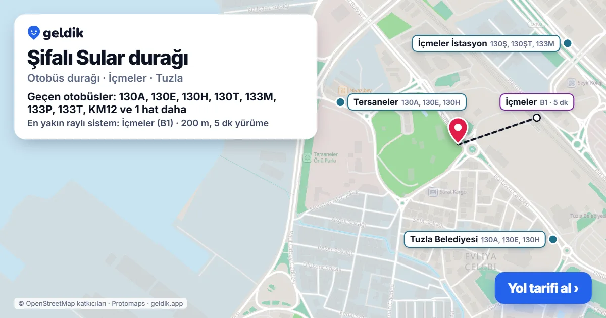 Şifalı Sular otobüs durağı haritada: konumu ve yakındaki duraklar