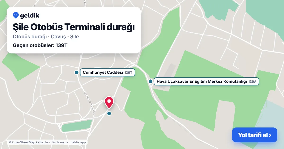 Şile Otobüs Terminali otobüs durağı haritada: konumu ve yakındaki duraklar