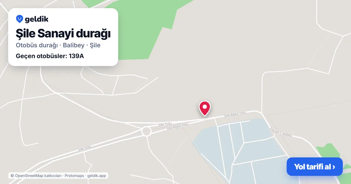 Şile Sanayi otobüs durağı haritada: konumu ve yakındaki duraklar