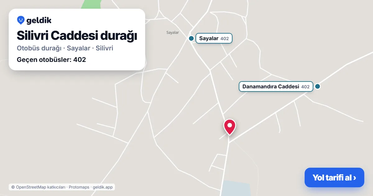 Silivri Caddesi otobüs durağı haritada: konumu ve yakındaki duraklar