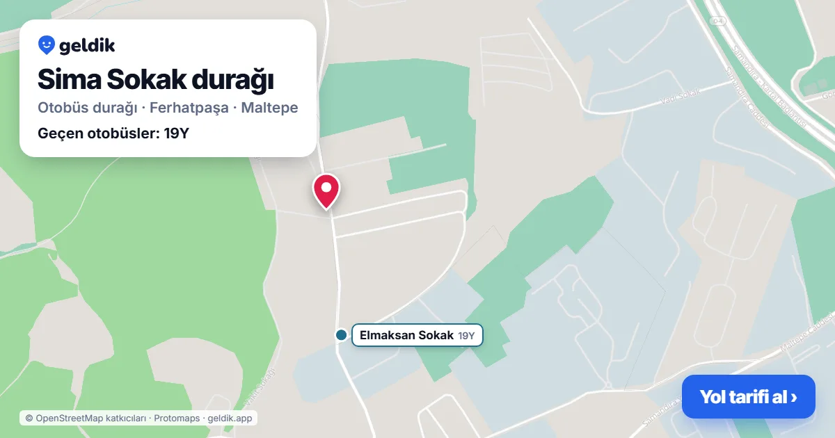 Sima Sokak otobüs durağı haritada: konumu ve yakındaki duraklar