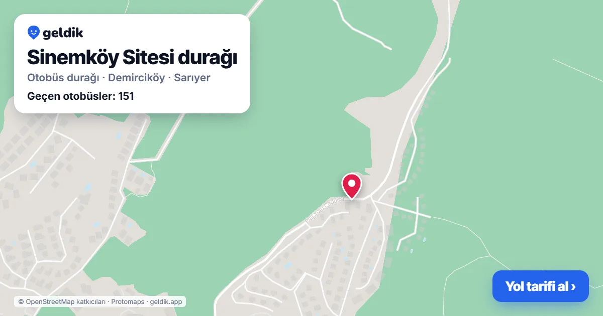 Sinemköy Sitesi otobüs durağı haritada: konumu ve yakındaki duraklar