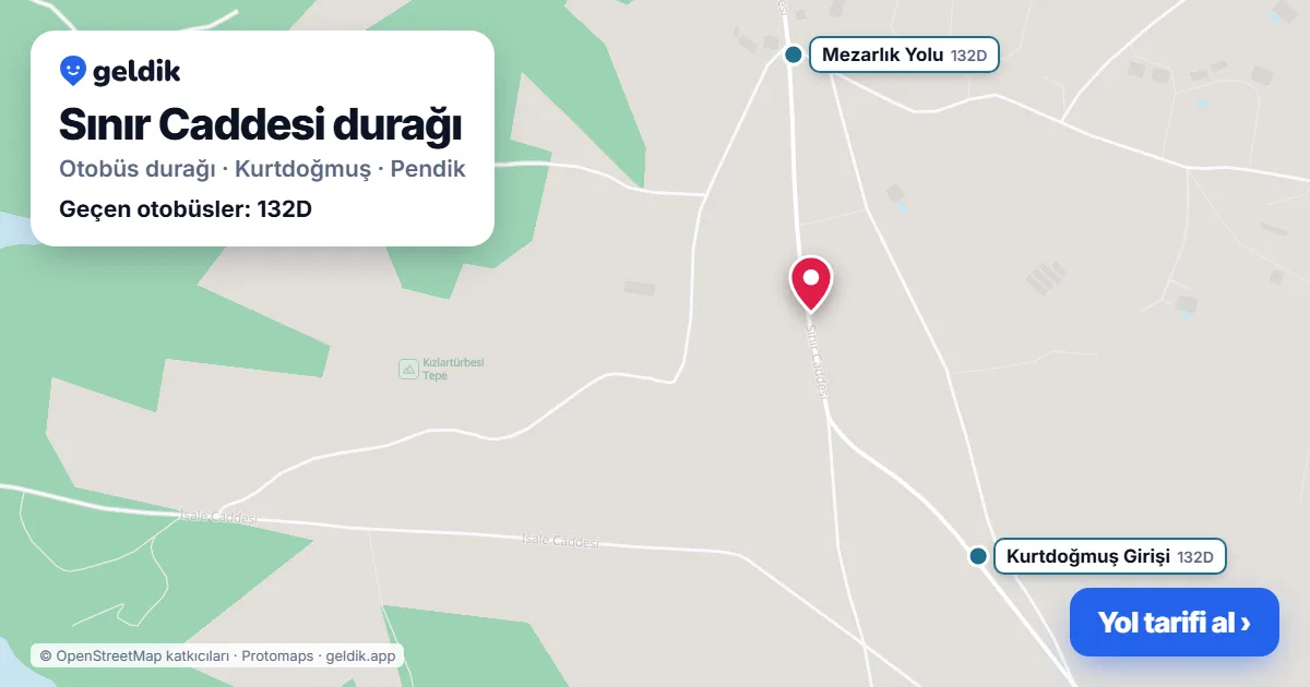 Sınır Caddesi otobüs durağı haritada: konumu ve yakındaki duraklar