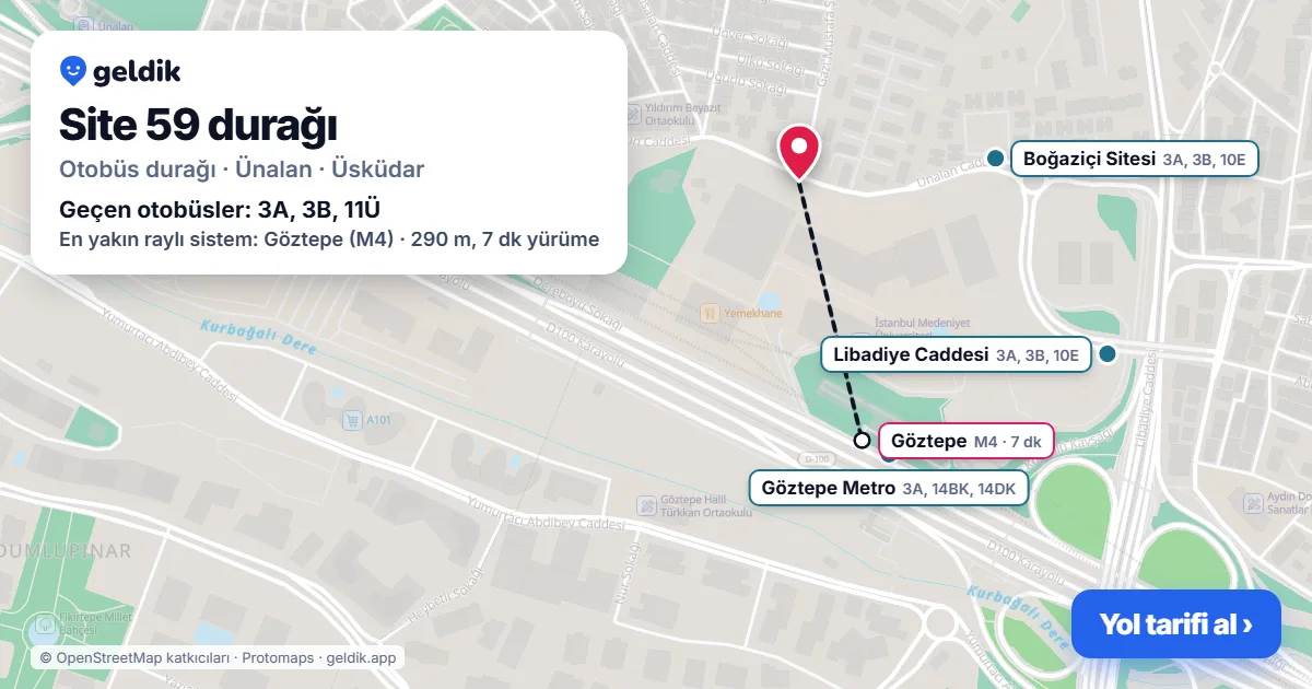 Site 59 otobüs durağı haritada: konumu ve yakındaki duraklar