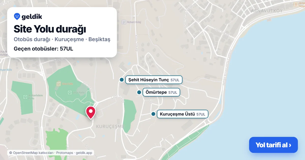 Site Yolu otobüs durağı haritada: konumu ve yakındaki duraklar