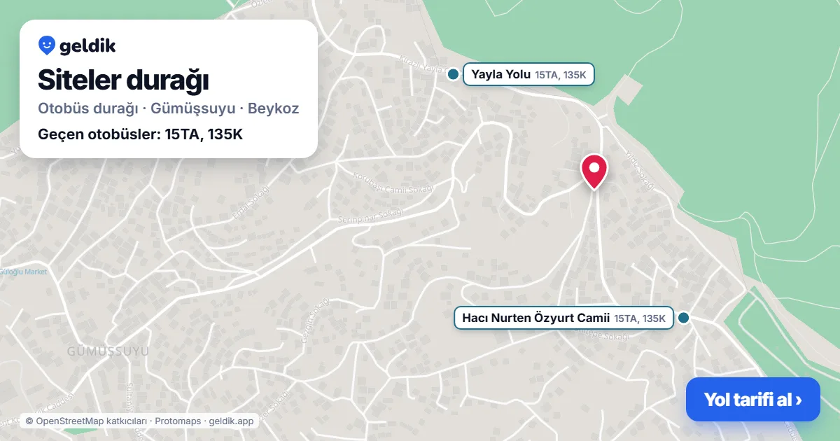 Siteler otobüs durağı haritada: konumu ve yakındaki duraklar