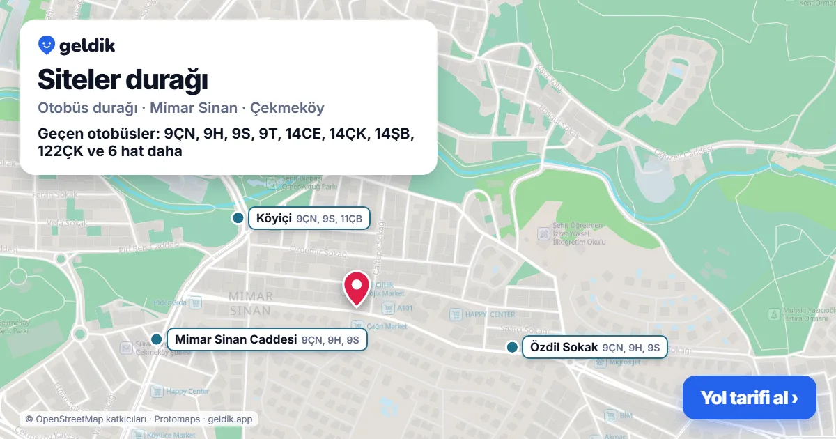 Siteler otobüs durağı haritada: konumu ve yakındaki duraklar