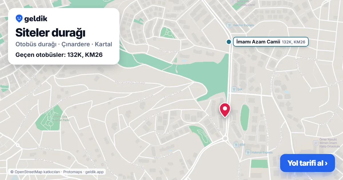 Siteler otobüs durağı haritada: konumu ve yakındaki duraklar