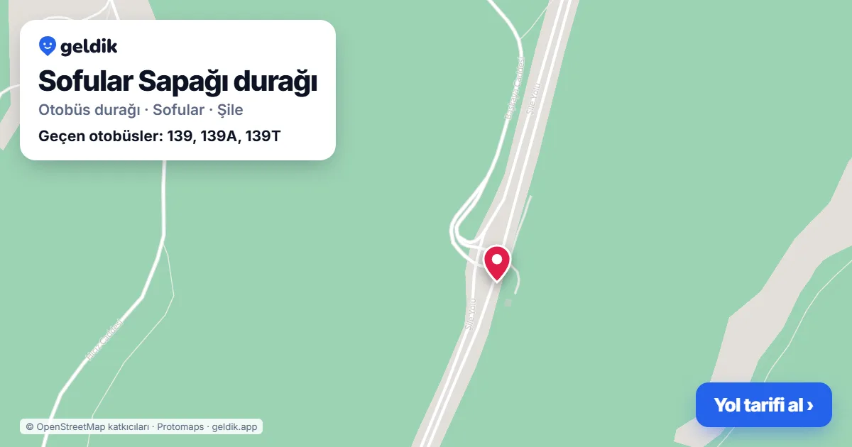 Sofular Sapağı otobüs durağı haritada: konumu ve yakındaki duraklar