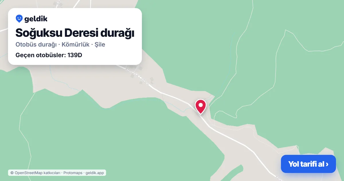Soğuksu Deresi otobüs durağı haritada: konumu ve yakındaki duraklar