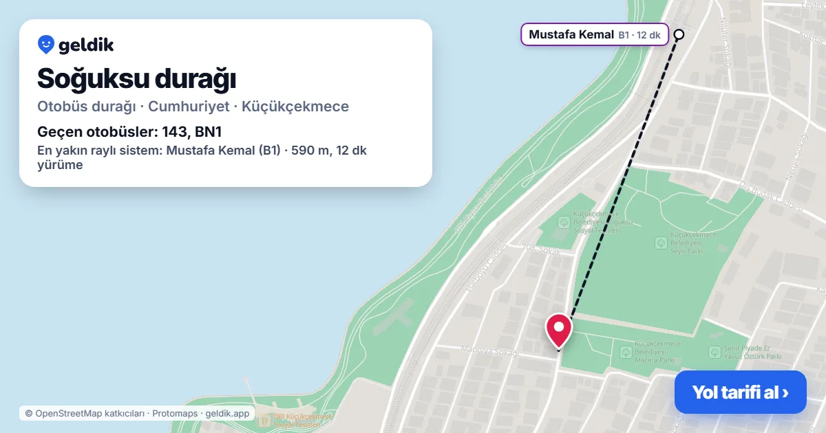 Soğuksu otobüs durağı haritada: konumu ve yakındaki duraklar