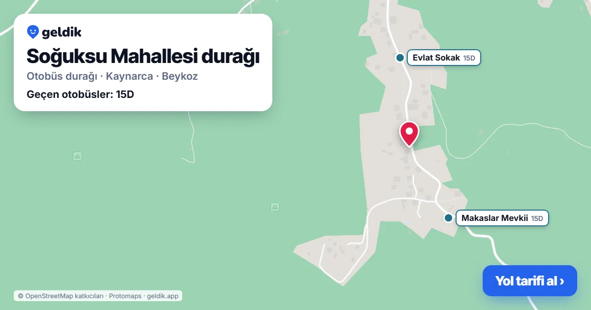 Soğuksu Mahallesi otobüs durağı haritada: konumu ve yakındaki duraklar