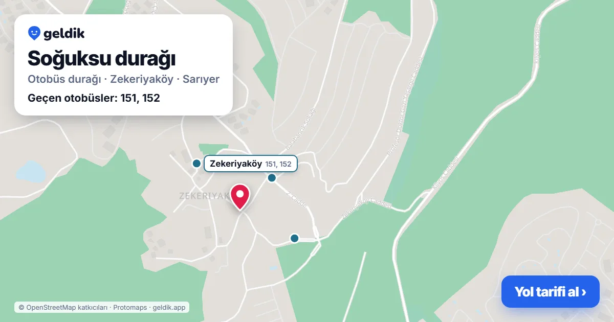 Soğuksu otobüs durağı haritada: konumu ve yakındaki duraklar