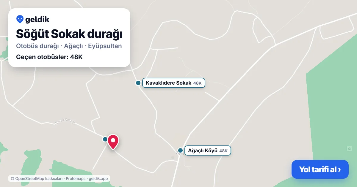 Söğüt Sokak otobüs durağı haritada: konumu ve yakındaki duraklar