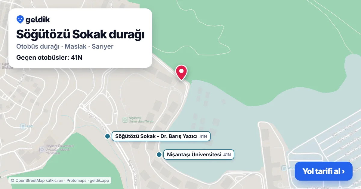 Söğütözü Sokak otobüs durağı haritada: konumu ve yakındaki duraklar