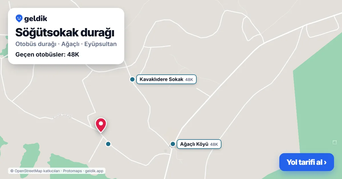 Söğütsokak otobüs durağı haritada: konumu ve yakındaki duraklar