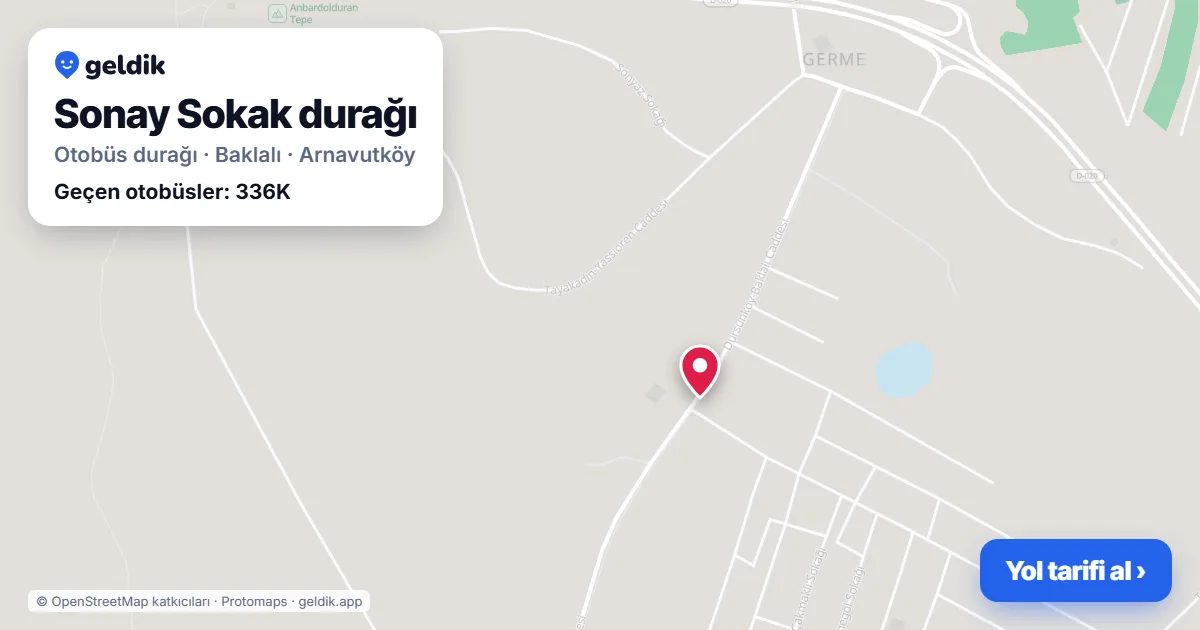 Sonay Sokak otobüs durağı haritada: konumu ve yakındaki duraklar