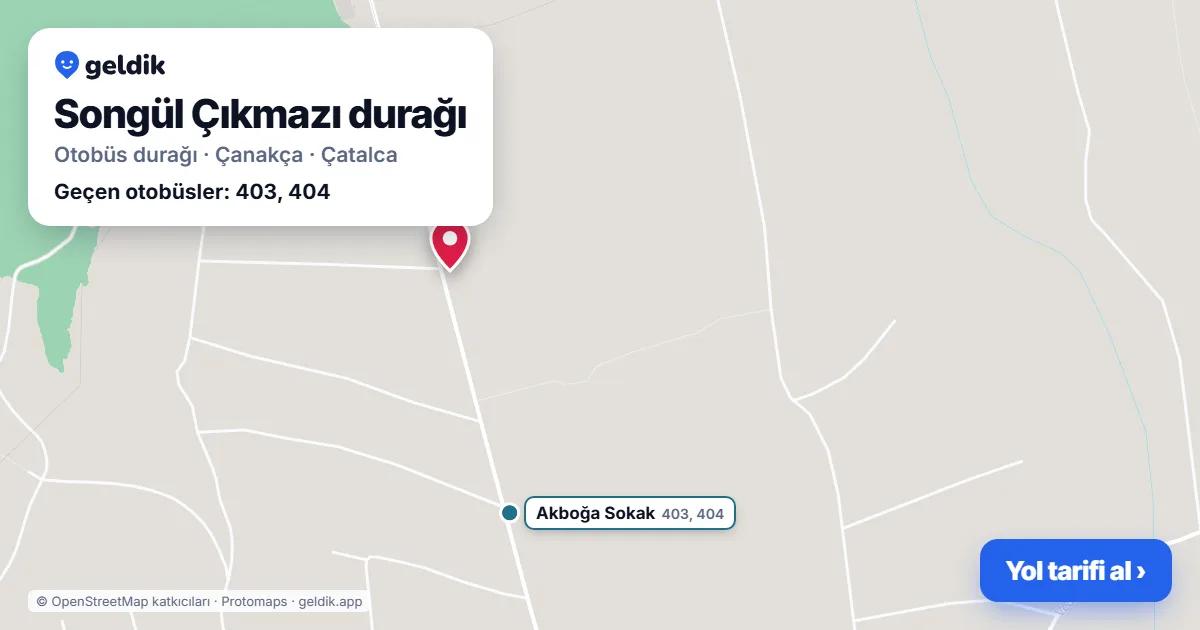 Songül Çıkmazı otobüs durağı haritada: konumu ve yakındaki duraklar