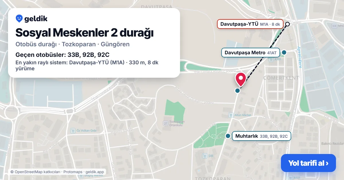 Sosyal Meskenler 2 otobüs durağı haritada: konumu ve yakındaki duraklar